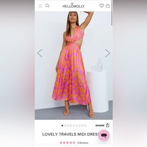 LOVELY TRAVELS MIDI DRESS-SIZE 4
